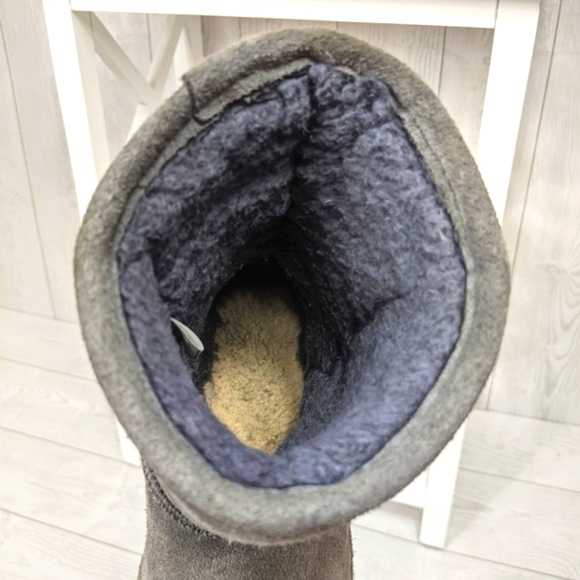 Bearpaw Winter Boots Size Youth 4 Girls Suede Wool Blend Liner Grey - Picture 7 of 11